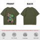 Olive T-shirt with Mario and Yoshi artistic graphic print