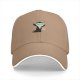 Black baseball cap with sad cartoon vampire holding blood bag print