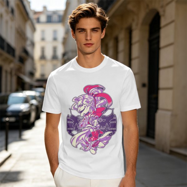 Olive Green T-Shirt With Fantasy Character Graphic Print