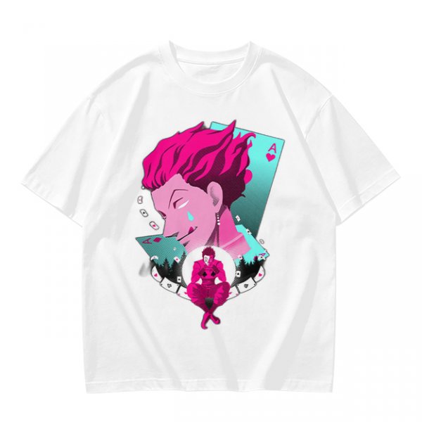 Olive T-shirt with Hisoka Anime Character and Ace of Hearts Print