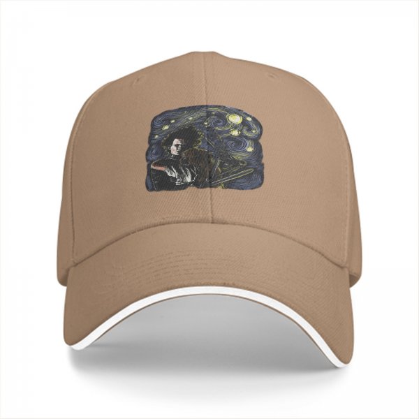 Black Baseball Cap With Starry Night Edward Scissorhands Art Print