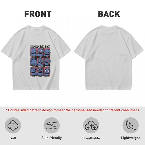 Olive T-Shirt With Mood Of The Day Blue Dragon Character Grid Print