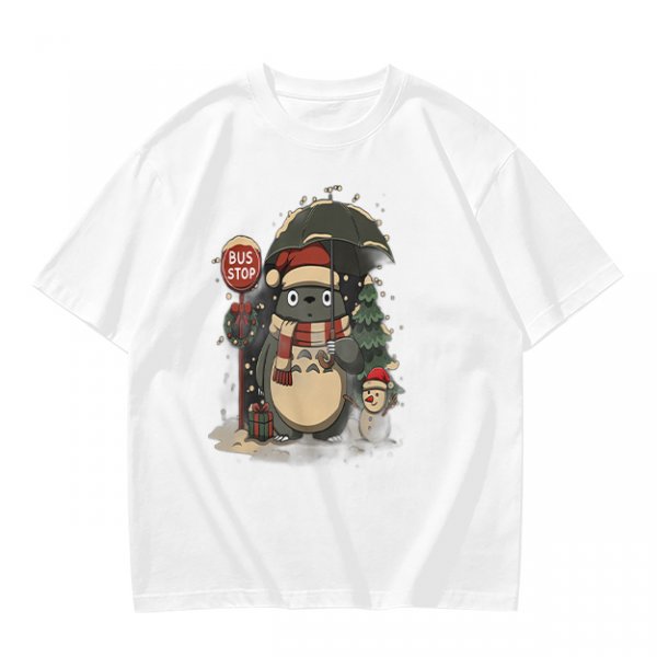 Christmas Totoro at Bus Stop Graphic T-Shirt