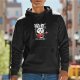 Black hoodie with rock panda playing electric guitar graphic