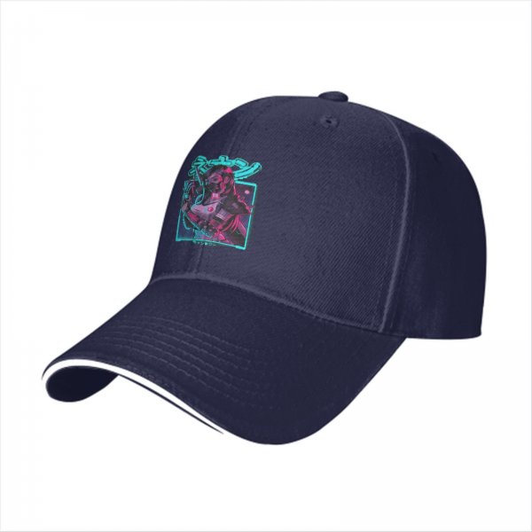Black Baseball Cap With Cyberpunk Neon Samurai Graphic