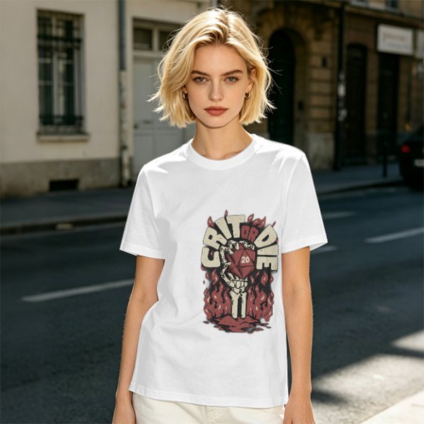 Olive Dungeons and Dragons Crit or Die Skeleton Hand D20 T-Shirt