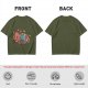 Olive T-shirt with Chibi Wounded Fantasy Creature Graphic