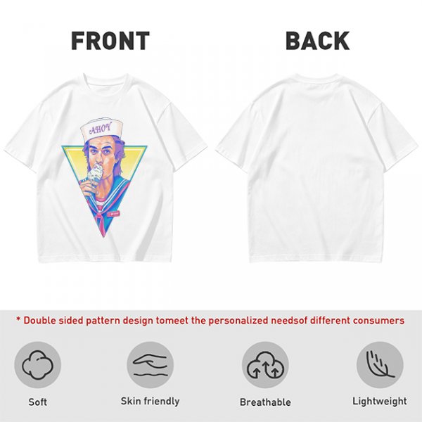 Olive T-Shirt with Steve Harrington Scoops Ahoy Ice Cream Graphic