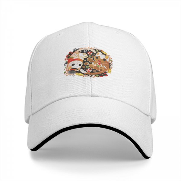 Black baseball cap with cute Christmas cat gingerbread print