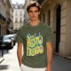 Olive graphic t-shirt with 'MY BESTO FRIENDO' anime character print