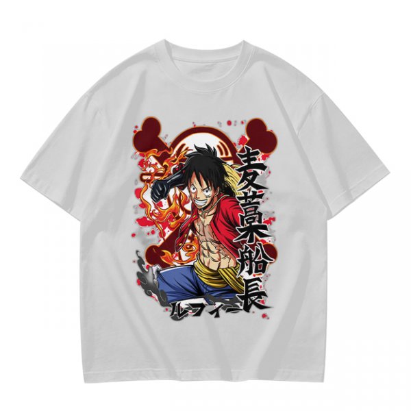 One Piece Monkey D. Luffy Graphic Print Olive T-Shirt