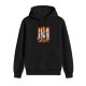 Black hoodie with retro animated fantasy character graphic print