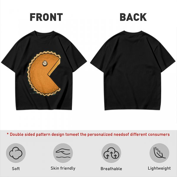 Olive T-Shirt With Pac-Man Style Pumpkin Pie Graphic