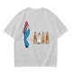 Olive T-Shirt With Blue Monster And Ghost Graphic Print