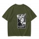 Olive T-Shirt with Retro Coffee Murder Pun Graphic