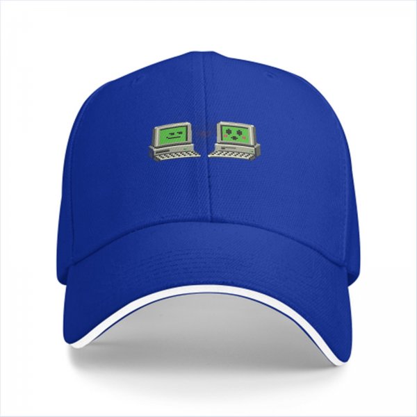 Black Baseball Cap With Retro Pixel Computer Emoji Design