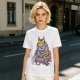 Olive T-Shirt With Meditating Cat Graphic Print