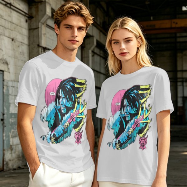 Olive T-shirt with Anime Vampire Hunter Character Graphic