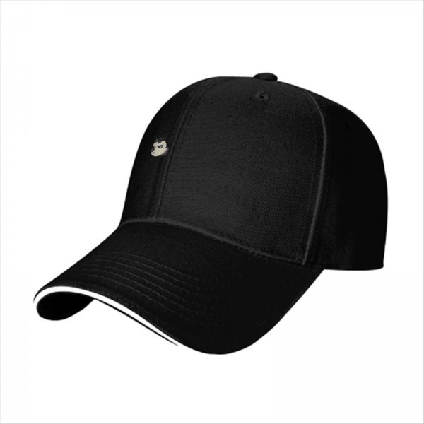 Black Baseball Cap With Small Sloth Face Graphic
