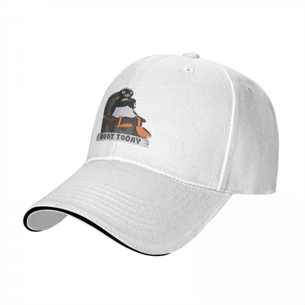 Black baseball cap with a penguin graphic that says Noot Today