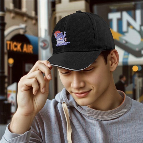 Black Baseball Cap With Raccoon I Love Trash Graphic