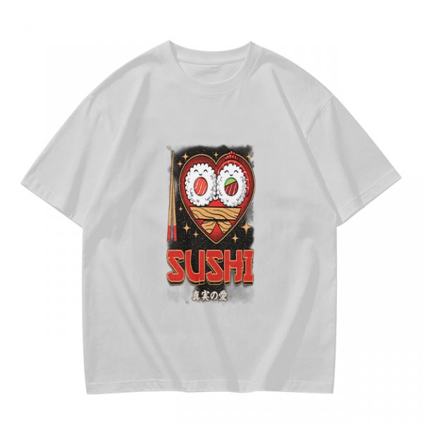 Olive T-Shirt With Cute Sushi Heart Graphic That Says I Love Sushi