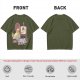Olive T-Shirt Featuring a Bird Painting a Self-Portrait with an Afro