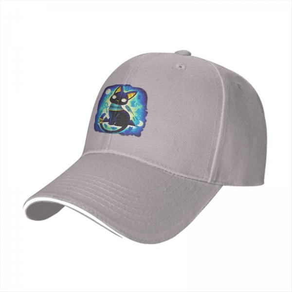 Black Baseball Cap With Cute Egyptian Cat Graphic Design