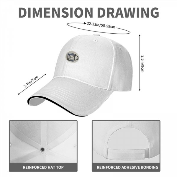 Black baseball cap with Bring Coffee mug graphic design
