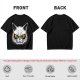 Olive T-Shirt With Angry White Cat Face Graphic