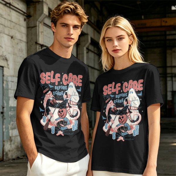 Self Care Before Scare Halloween Themed Graphic T-Shirt