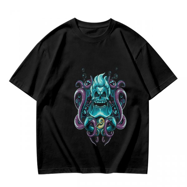 Olive T-Shirt With Octopus Skull Graphic Print