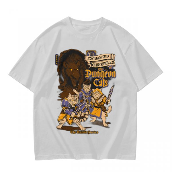 Dungeon Cats Enchanted Chronicles Fantasy Graphic T-Shirt