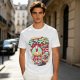 Olive t-shirt with spooky skull bubble tea graphic and Japanese text