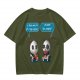 Olive t-shirt with pandas discussing life beyond eating and sleeping