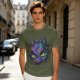 Olive T-Shirt With Neon Toothless Dragon Head Art Print