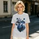 Olive T-Shirt With Cute Wizard Dragon On Starry Heart Print