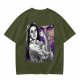 Olive T-shirt with vintage woman flexing arm graphic print