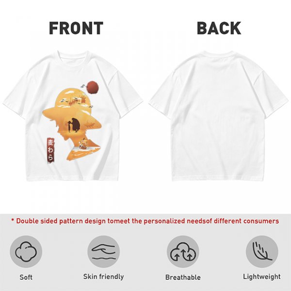 Anime Straw Hat Silhouette Graphic T-Shirt
