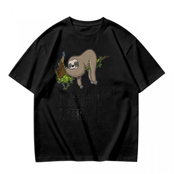 Olive Sloth 'Just Do It Later' Graphic T-Shirt