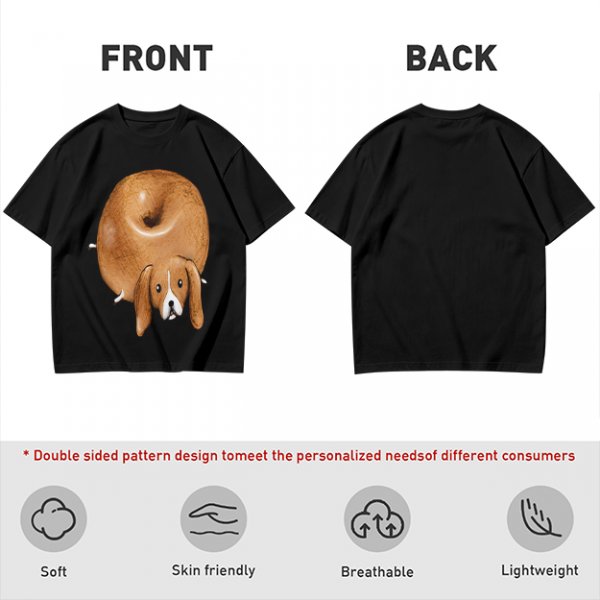 Olive Green T-Shirt With Donut Shaped Beagle Print
