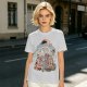 Olive T-Shirt With Whimsical Cat Crescent Moon Artwork