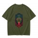Olive Green T-Shirt With Colorful Mystical Geometric Tree Print