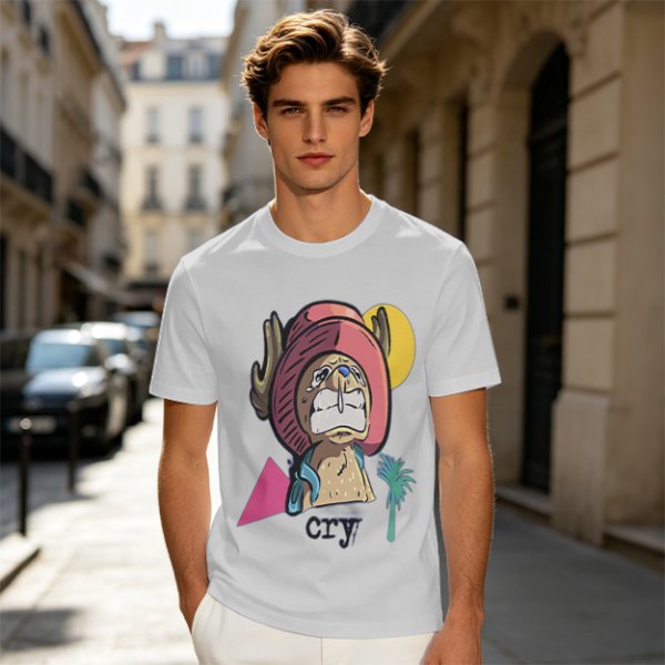 Olive T-shirt with Crying Tony Tony Chopper Graphic Print