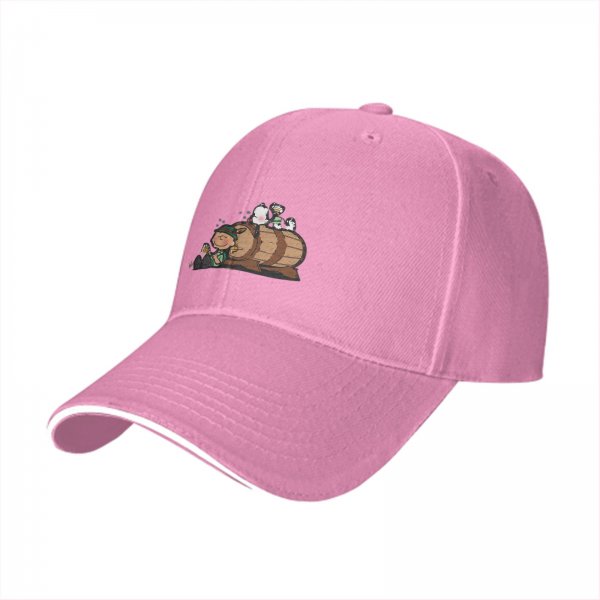 Black baseball cap with cartoon leprechaun and beer barrel graphic