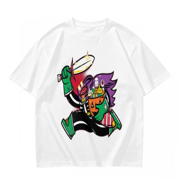 Olive T-shirt with Halloween Jack-o'-lantern Warrior Graphic