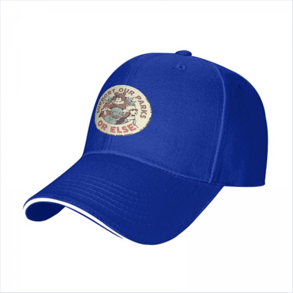 Black baseball cap with 'Support Our Parks Or Else' wildlife graphic
