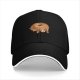 Black Baseball Cap With Funny Donut Shaped Beagle Dog Print