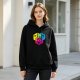Black Hoodie with Colorful Hexagon Fantasy Art Print