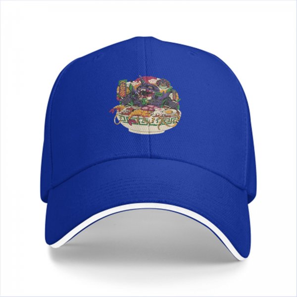 Black Baseball Cap With Monster Ramen Bowl Graphic